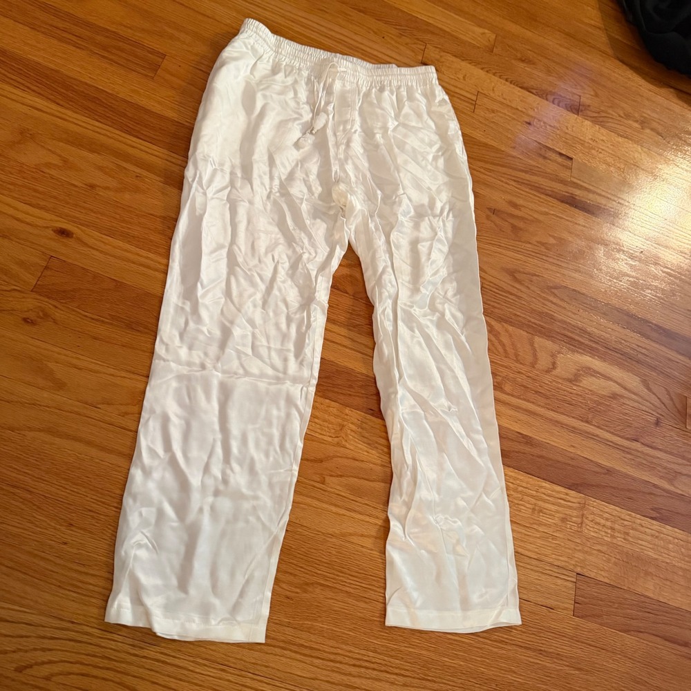 Hale Bob silk Pants Small Ivory Tassel Drawstring